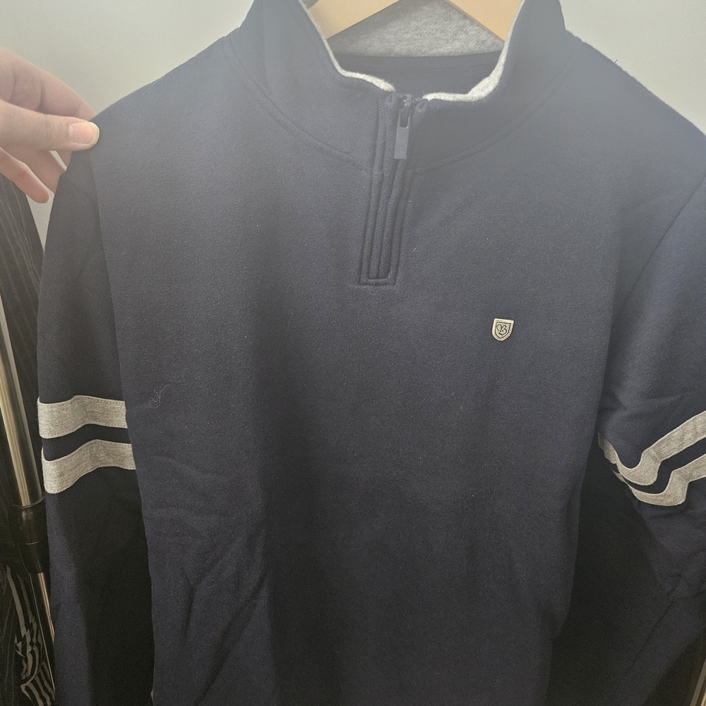 Brixton Men's Navy Quarter Zip Sweater